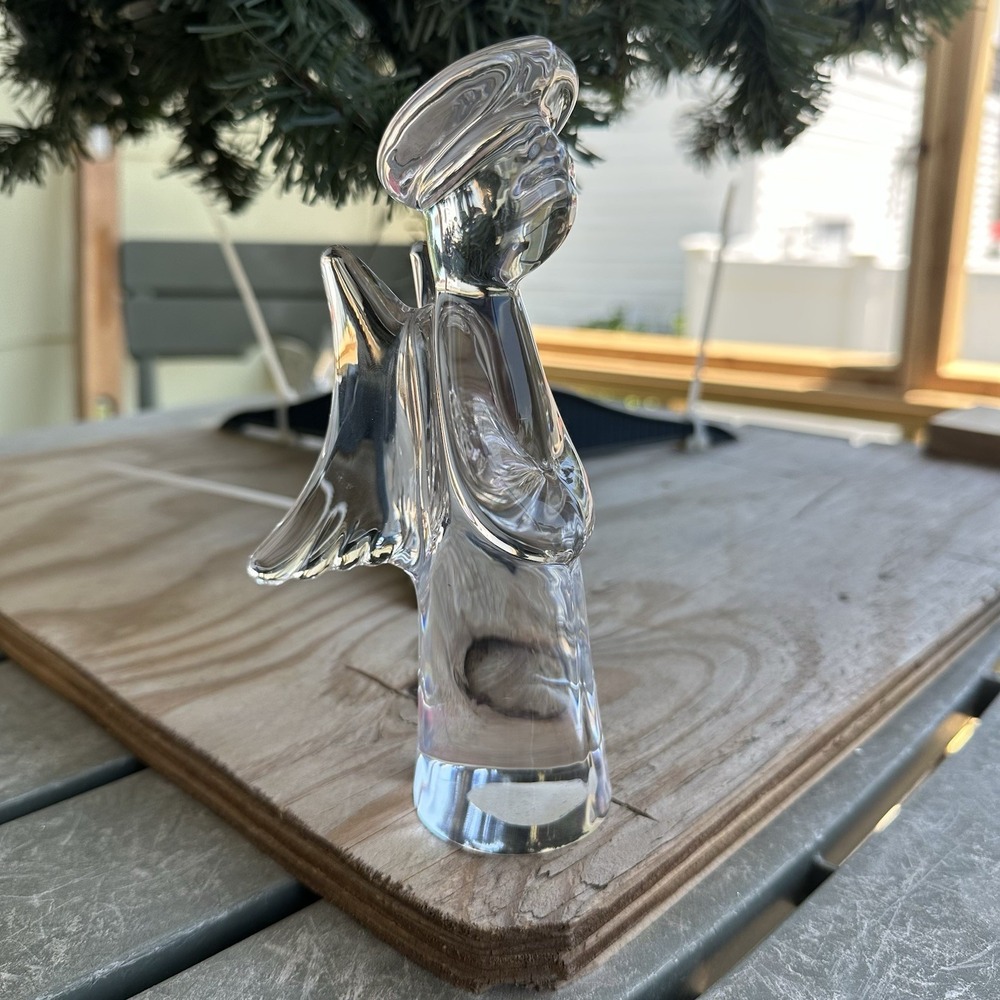 Vintage Neiman Marcus Clear 25% Lead Crystal Art Glass Angel Japan 7 Inches